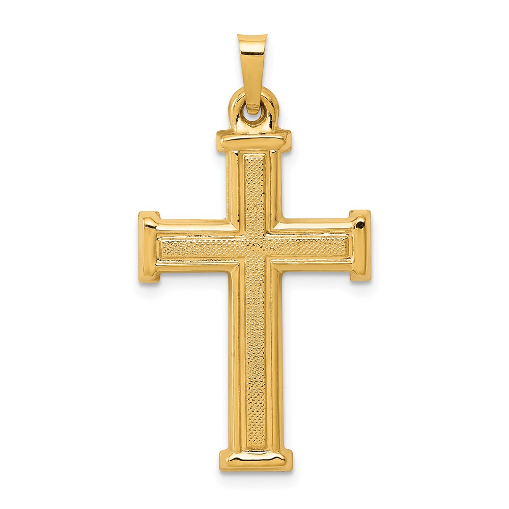 XR1425.jpg 14k Brushed and Polished Latin Cross Pendant - Image 1