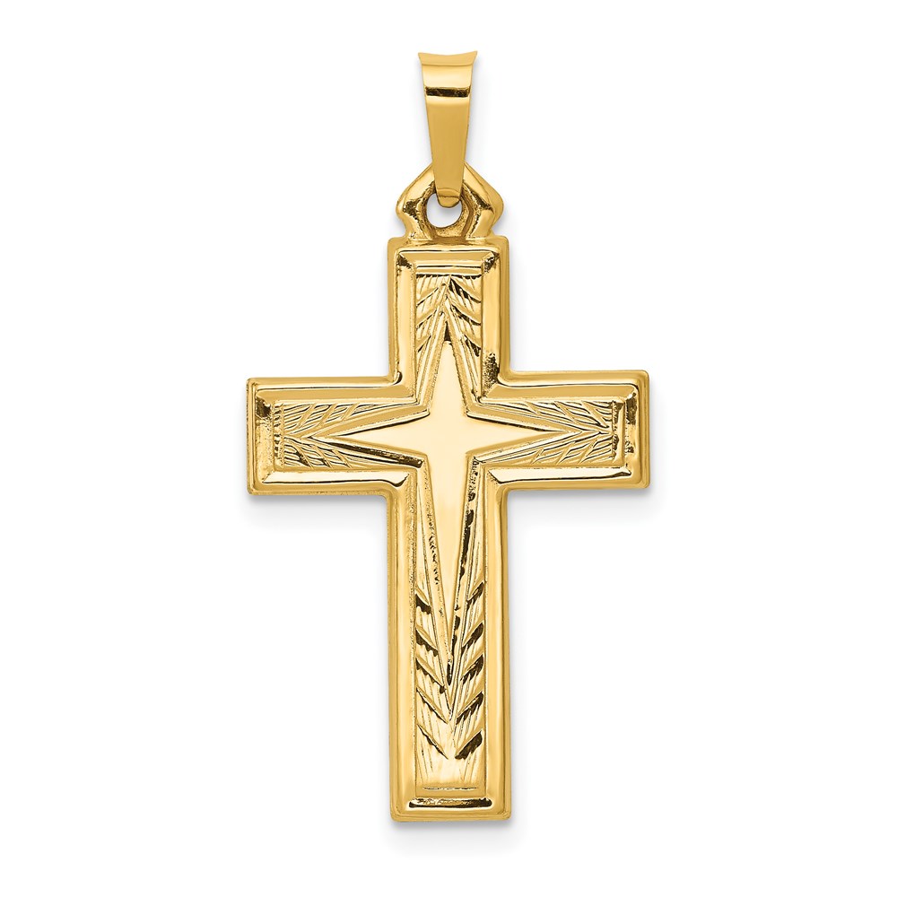 XR1432.jpg 14k Brushed and Polished Latin Cross Pendant - Image 1