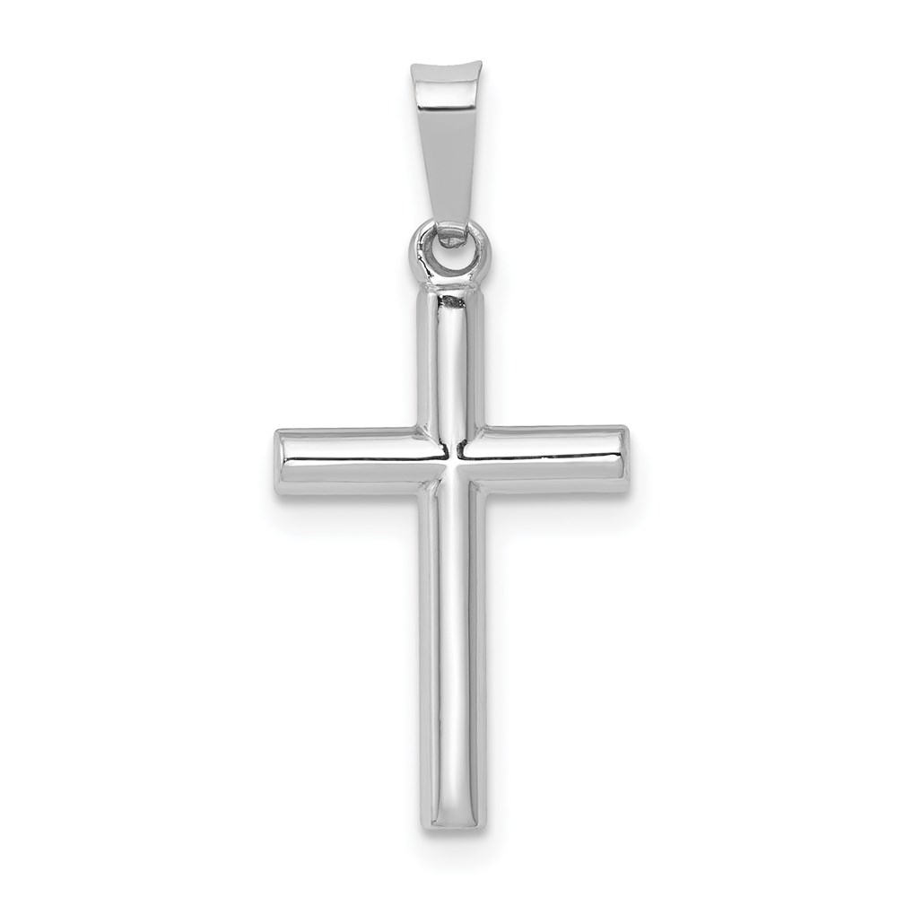 XR1437.jpg 14K White Gold Polished Hollow Latin Cross Pendant - Image 1
