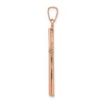 14K Rose Gold Brushed and Polished Hollow Cross Pendant - Image 2