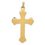 14k Textured and Polished Fleur de lis Cross Pendant - Image 4