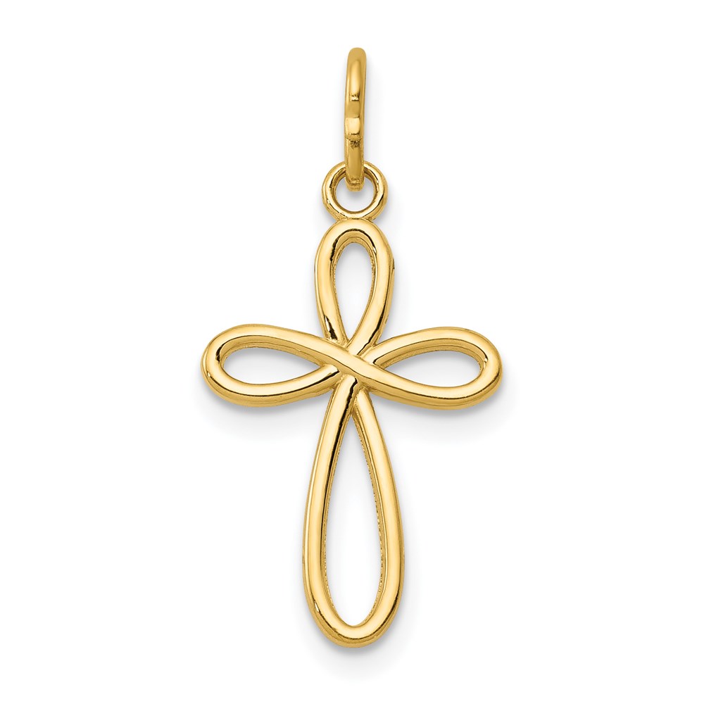 XR1451.jpg 14k Polished Small Ribbon Cross Pendant - Image 1