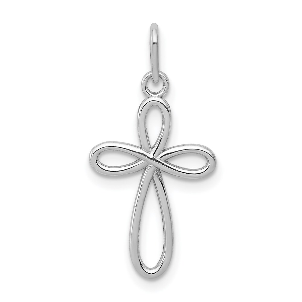 XR1452.jpg 10k White Gold Polished Small Ribbon Cross Pendant - Image 1