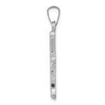 14K White Gold Textured and Polished Fleur de lis Cross Pendant - Image 2