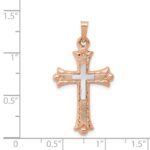 14K Two-Tone Fleur de Lis Cross Pendant - Image 3