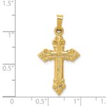 14k Brushed and Polished Fleur de Lis Cross Pendant - Image 3