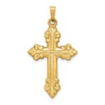 14k Polished Fleur de Lis Cross Pendant