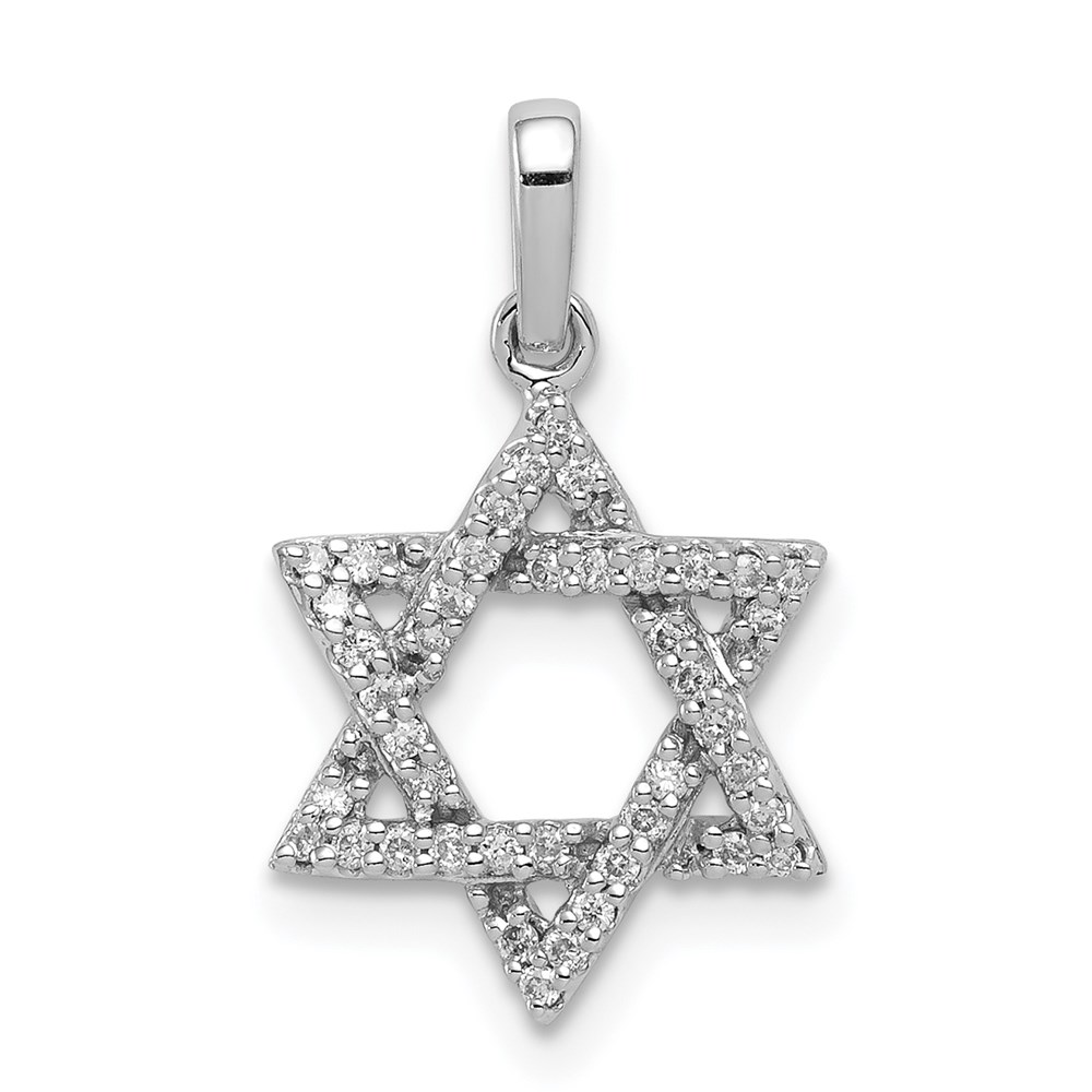 XR1513.jpg 14k White Gold 1/8 carat Diamond Star of David Pendant - Image 1