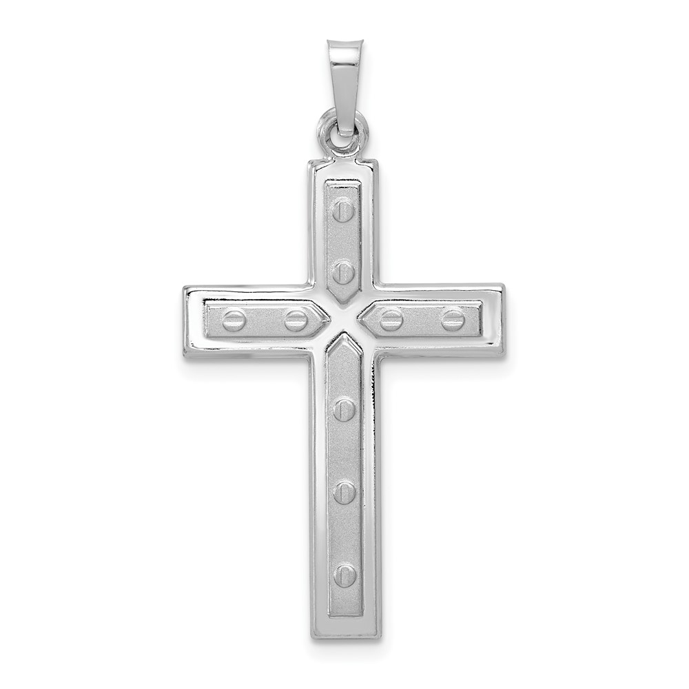 XR1565.jpg 14k White Gold Polished and Satin with Dots Cross Pendant - Image 1