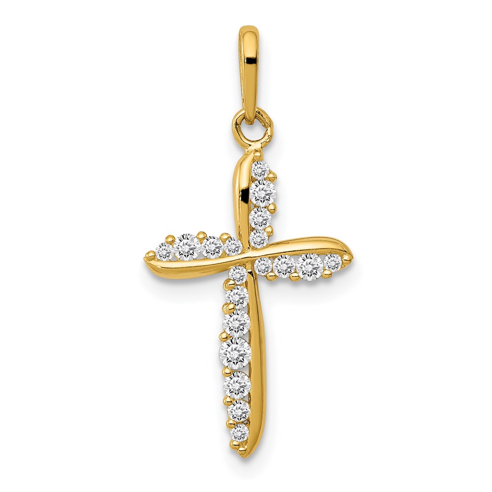 XR1579.jpg 14k Polished CZ Cross Charm - Image 1