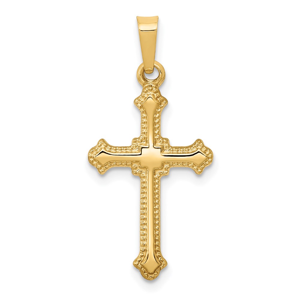 XR1590.jpg 14k Polished Fleur de Lis Cross Pendant - Image 1