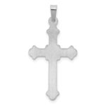 14k White Gold Polished Fleur de Lis Cross Pendant - Image 3