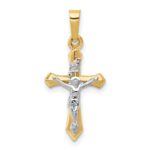 14k Two-tone Polished INRI Crucifix Pendant