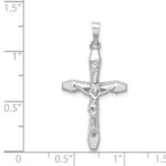 14k White Gold Polished INRI Crucifix Pendant - Image 4
