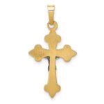 14k Two-tone Polished Fleur de Lis INRI Crucifix Pendant - Image 3