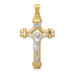 14k Two-tone Polished INRI Crucifix Pendant
