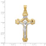 14k Two-tone Polished INRI Crucifix Pendant - Image 4