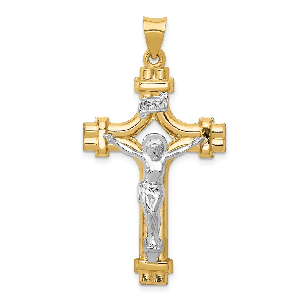 XR1641.jpg 14k Two-tone Polished INRI Crucifix Pendant - Image 1