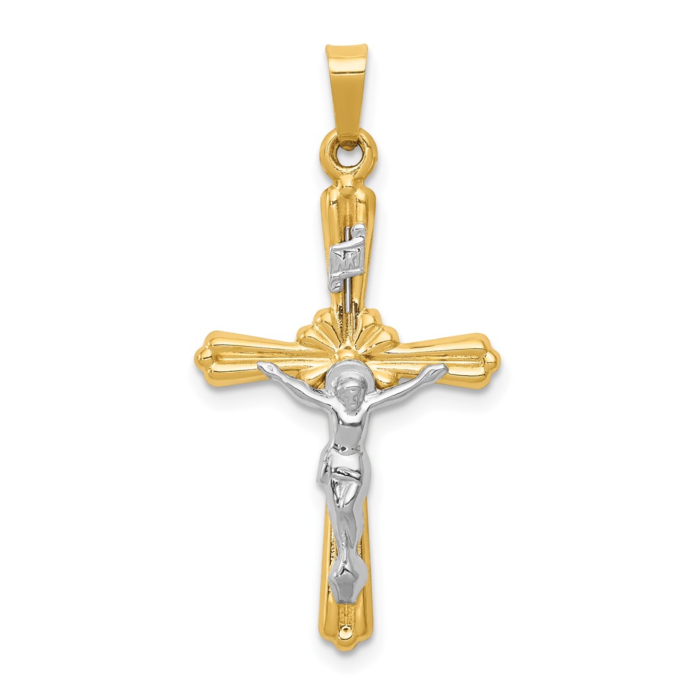 XR1648.jpg 14K Two-tone Polished Inri Crucifix Pendant - Image 1