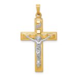 14k Two-tone Polished INRI Crucifix Pendant