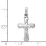 14k White Gold Polished INRI Rounded Crucifix Pendant - Image 4