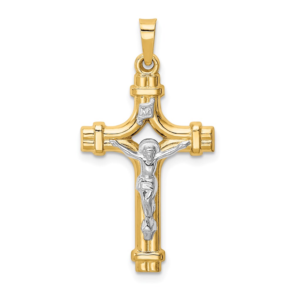 XR1664.jpg 14k Two-tone Polished INRI Crucifix Pendant - Image 1