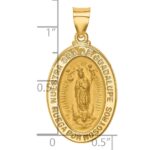 14K Polished and Satin Hollow Spanish Our Lady Of Guadalupe Oval Medal Pendant - Image 4