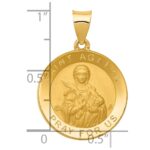 14K Polished and Satin Hollow St. Agatha Medal Pendant - Image 4