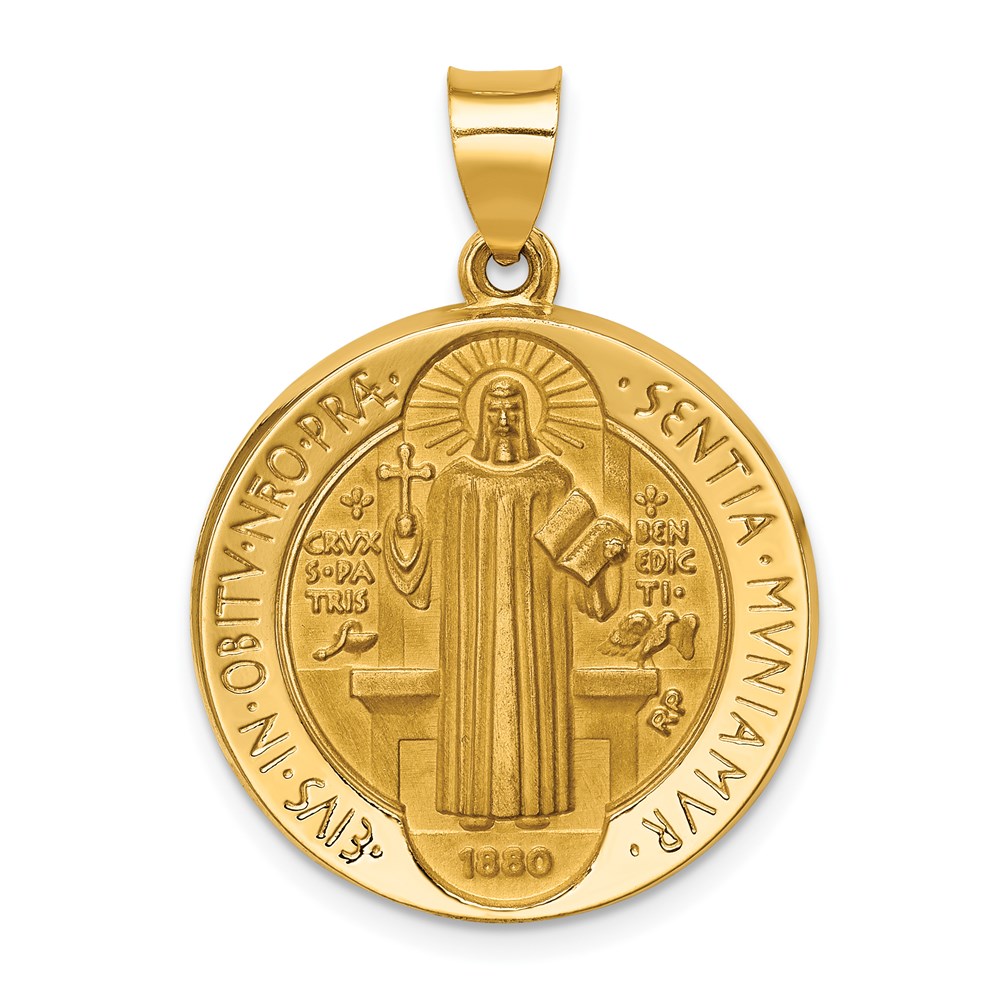 XR1680.jpg 14K Polished and Satin St. Benedict Reversible Hollow Medal Pendant - Image 1