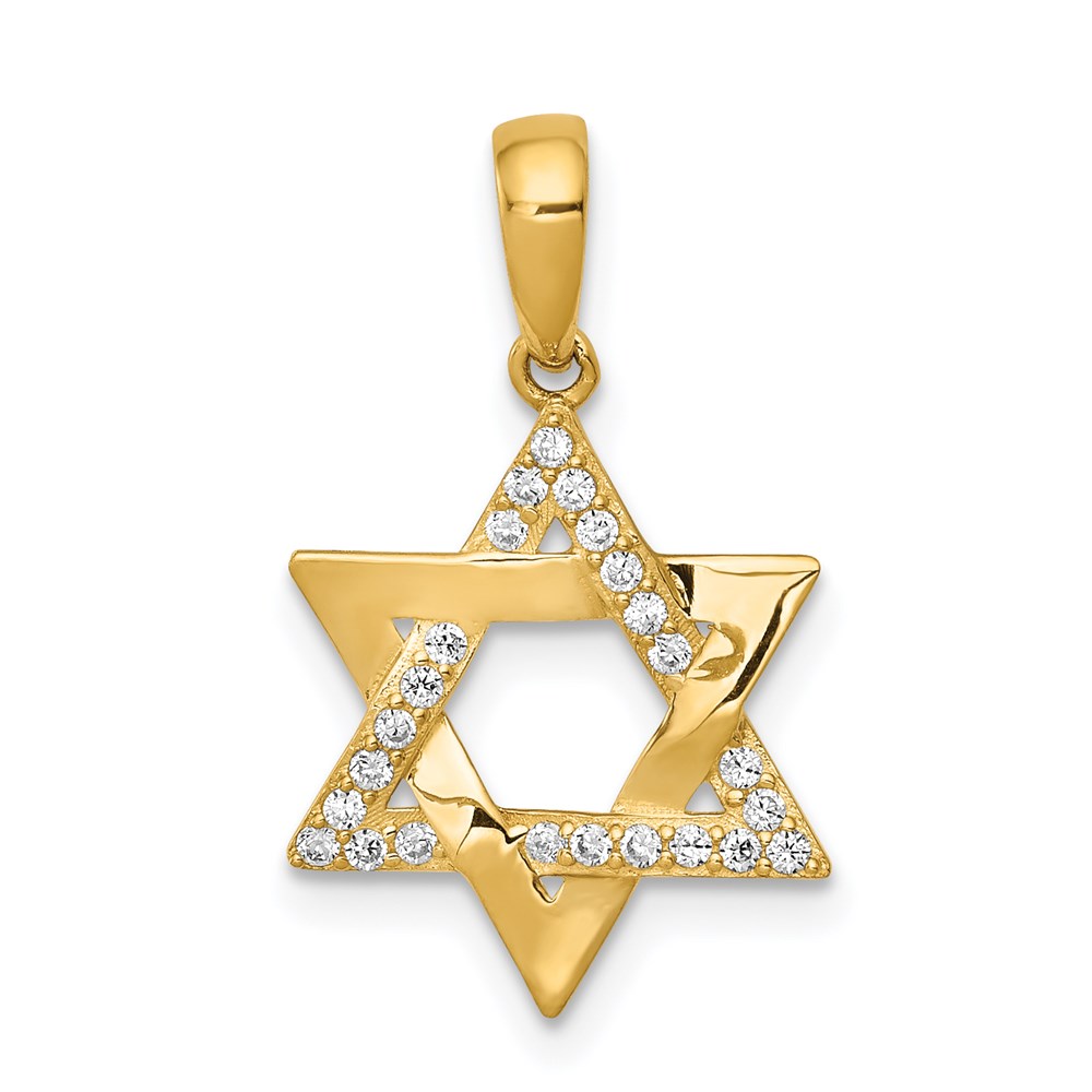 XR1702.jpg 14k Polished CZ Star of David Pendant - Image 1