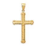14K Large Diamond-cut Cross Pendant