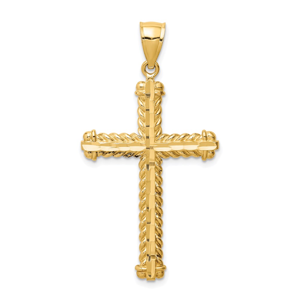 XR1703.jpg 14K Large Diamond-cut Cross Pendant - Image 1