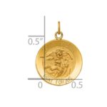 14k Polished and Satin Solid St. Michael Medal Round Pendant - Image 4