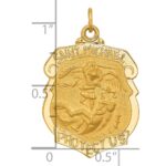 14k Polished and Satin Solid Large St. Michael Medal Badge Pendant - Image 3