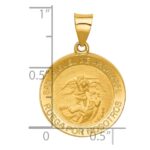14k Polished and Satin Hollow Spanish San Miguel Medal Round Pendant - Image 3