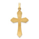 14k Two-tone Hollow Polished Fleur de Lis Crucifix Pendant - Image 3