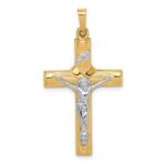 14k Two-tone Hollow Polished Center -X- Crucifix