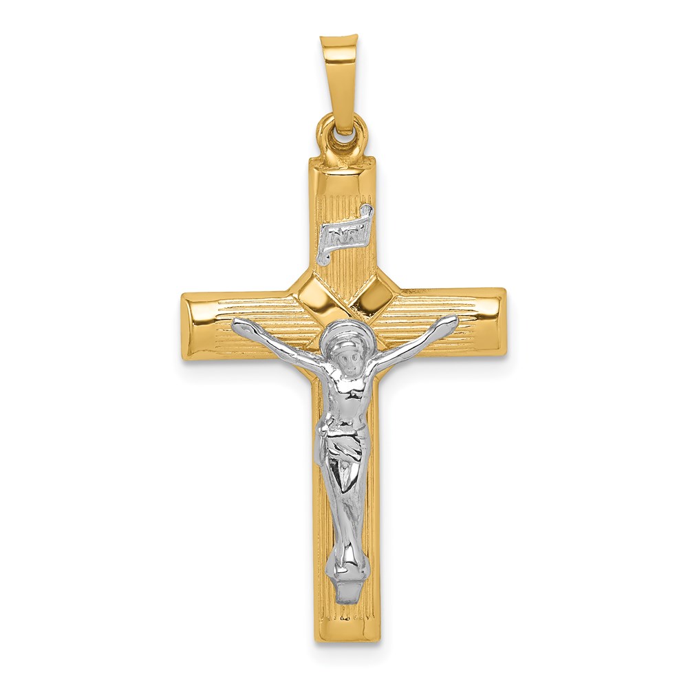 XR1731.jpg 14k Two-tone Hollow Polished Center -X- Crucifix - Image 1