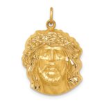 14k Hollow Polished and Satin Medium Jesus Medal