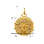 14k Polished and Satin Small Round Jesus Medal - Image 4