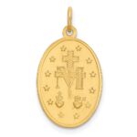 14k Polished and Satin Solid Miraculous Medal Oval Pendant - Image 3