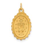 14k Polished and Satin Solid Small Miraculous Medal Scalloped Edge Oval Pendant - Image 4