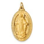 14k Polished and Satin Solid Large Miraculous Medal Oval Pendant - Image 5