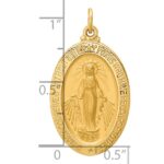 14k Polished and Satin Solid Miraculous Medal Oval Pendant - Image 4