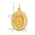 14k Polished and Satin Solid Miraculous Medal Scalloped Edge Oval Pendant - Image 3