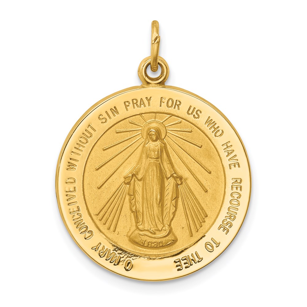 XR1769.jpg 14k Polished and Satin Solid Medium Miraculous Medal Round Pendant - Image 1