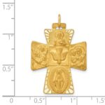 14k Polished and Satin Solid Large 4-Way Medal Cross Pendant - Image 4