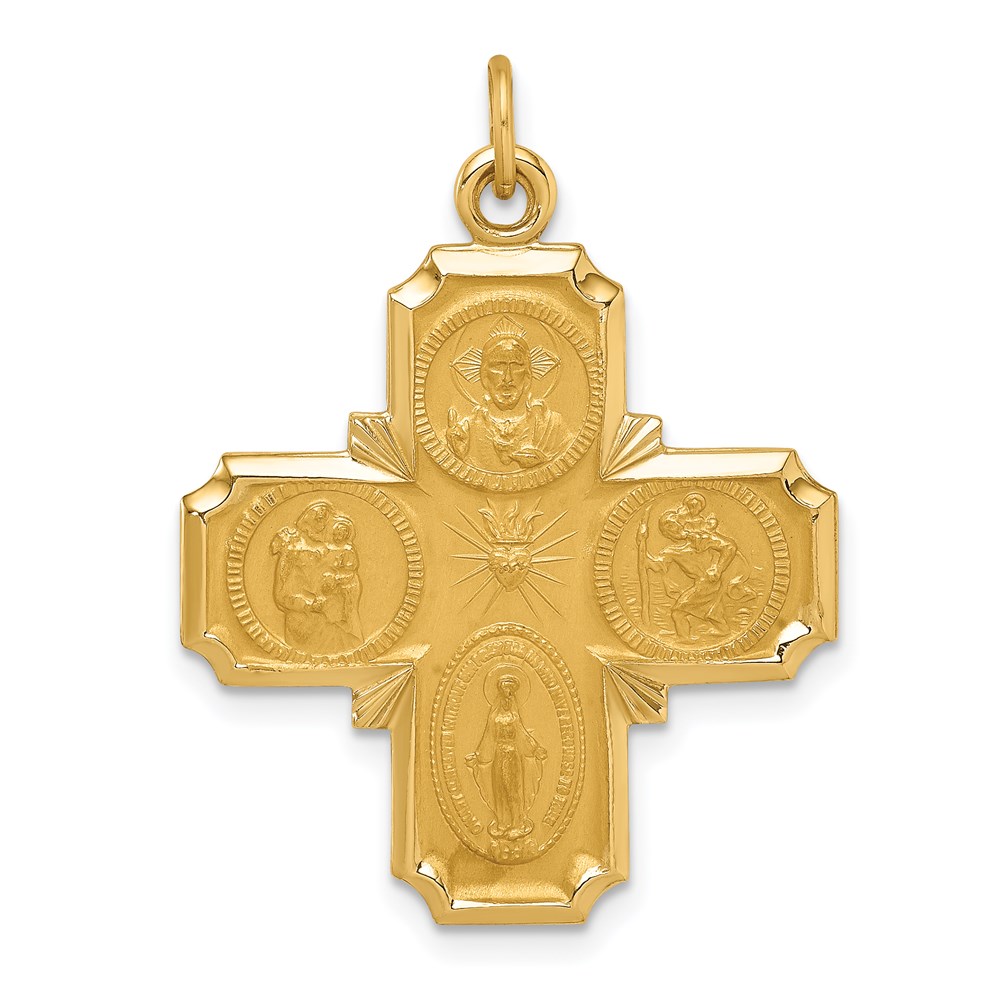 XR1782.jpg 14k Polished and Satin Solid Medium 4-Way Medal Pendant - Image 1