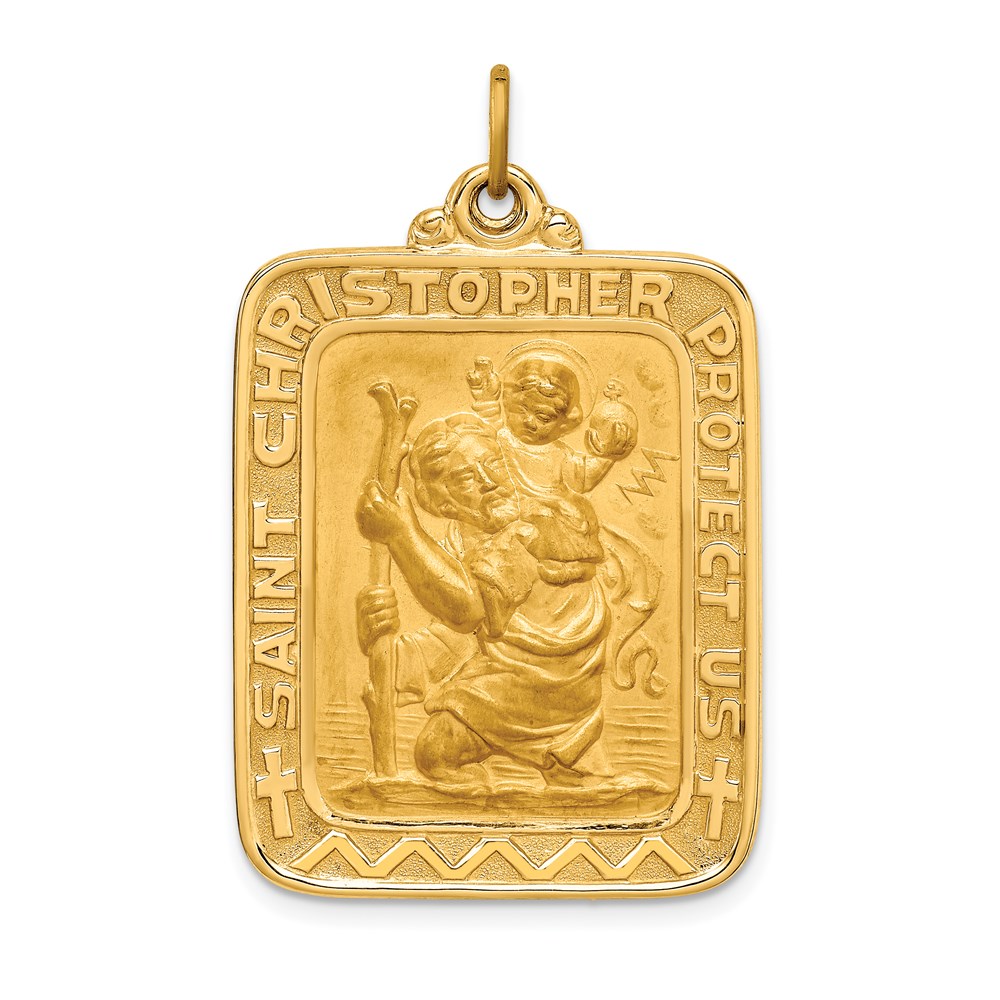 XR1795.jpg 14k Polished and Satin Solid Large Rectangle St. Christopher Medal Pendant - Image 1
