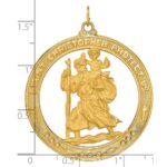 14k Polished and Satin Solid Extra Large Cut-out St. Christopher Medal Round Pendant - Image 3